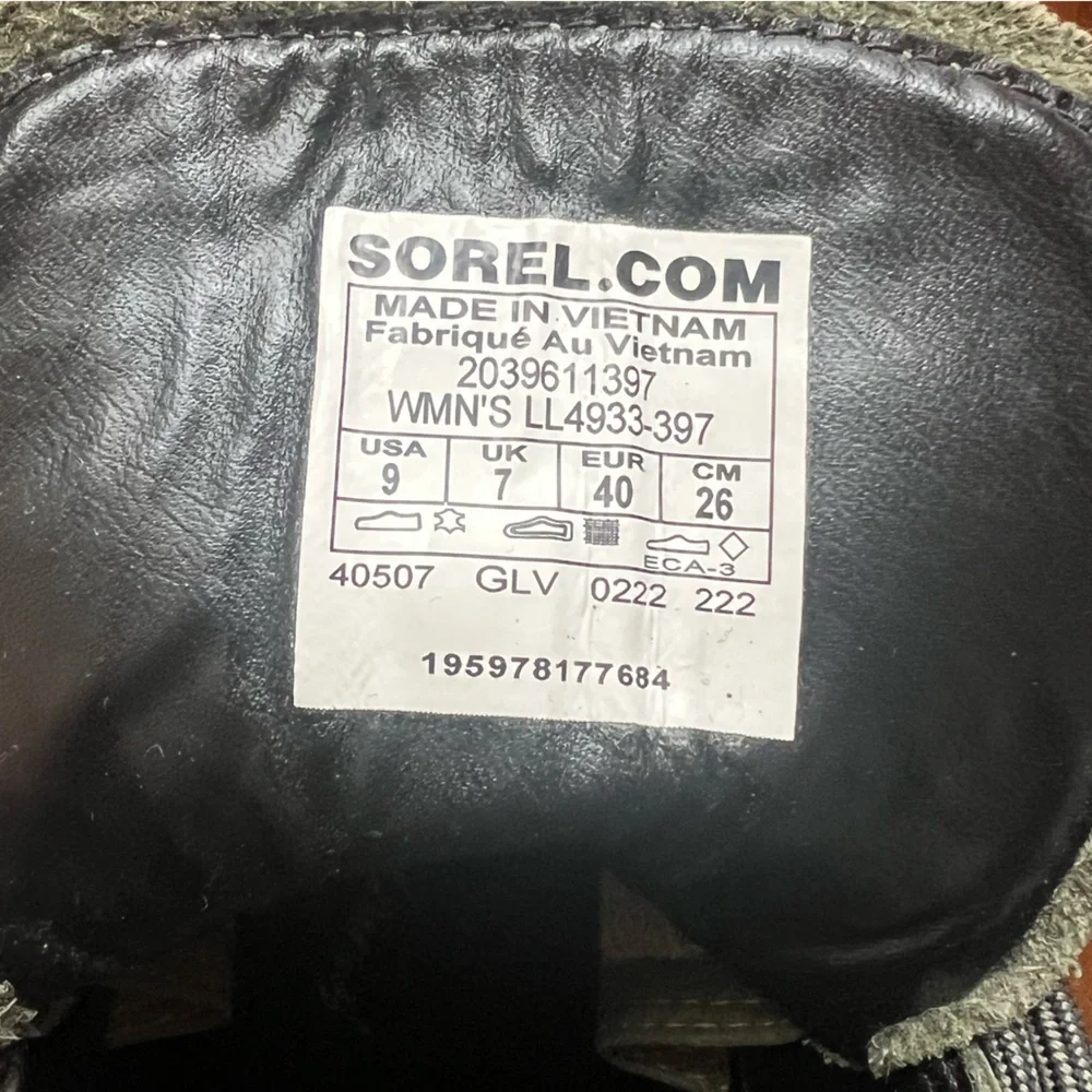 Sorel x Free People Women's Olive and Black Brex Lace Boots w. Orange/Pink Soles - Picture 5 of 6